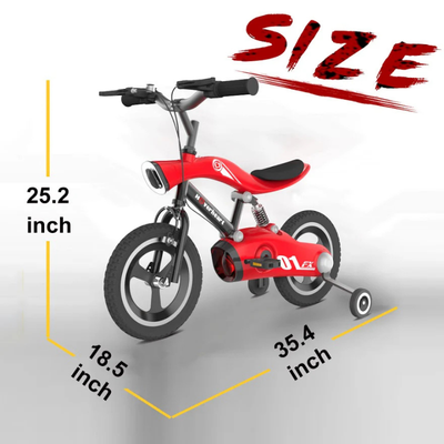 12” inch Wheels Aluminum Alloy Children's Bicycle with LED Night Light Spring Fork Motocross Bike For 4~8 Years Old Kids Red/Blue