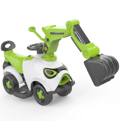 Ride On Electric Motor Excavator With Manual Digger & Music Sounds Green/Red/Orange