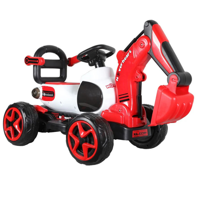 Electric Excavator Ride-On Toy, 6V/4.5Ah Construction Truck 4 Wheels with Electric Arm Lift, Music for 4-6 Years Kids Red/Green/Orange