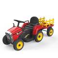 Electric Tractor 12V Ride-On Toys with Trailer, Music, Manual Gear Shift and Remote Control