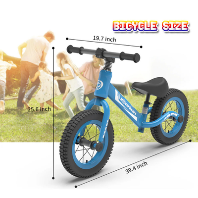 Lightweight Kid's Balance Bike, 12'' Sports Balance Bike for Toddlers 18~48 Months, 2~4 Years Old with Adjustable seat and Absorbing Pneumatic Tire